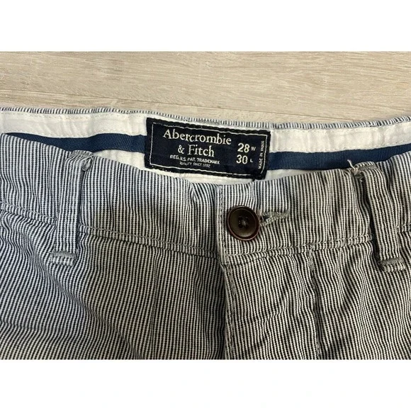 Abercrombie Fitch Pants Striped Khaki Straight Leg W 28 Waist 30 Length - Picture 3 of 7